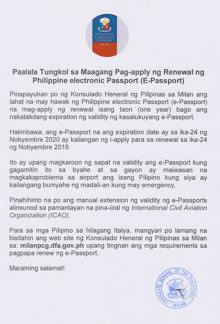 NOV 4 EXTENSION OF PASSPORT VALIDITY